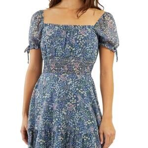 BCX Juniors' Smocked-Waist Peasant Dress Size Medium